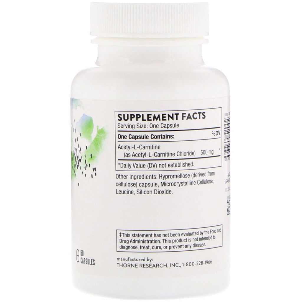 Thorne Research, Carnityl, Acetil-L-Carnitina, 60 cápsulas