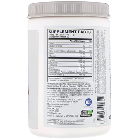 Xtend, The Original 7G BCAA, sabor a fresa y kiwi, 420 g (14,8 oz)