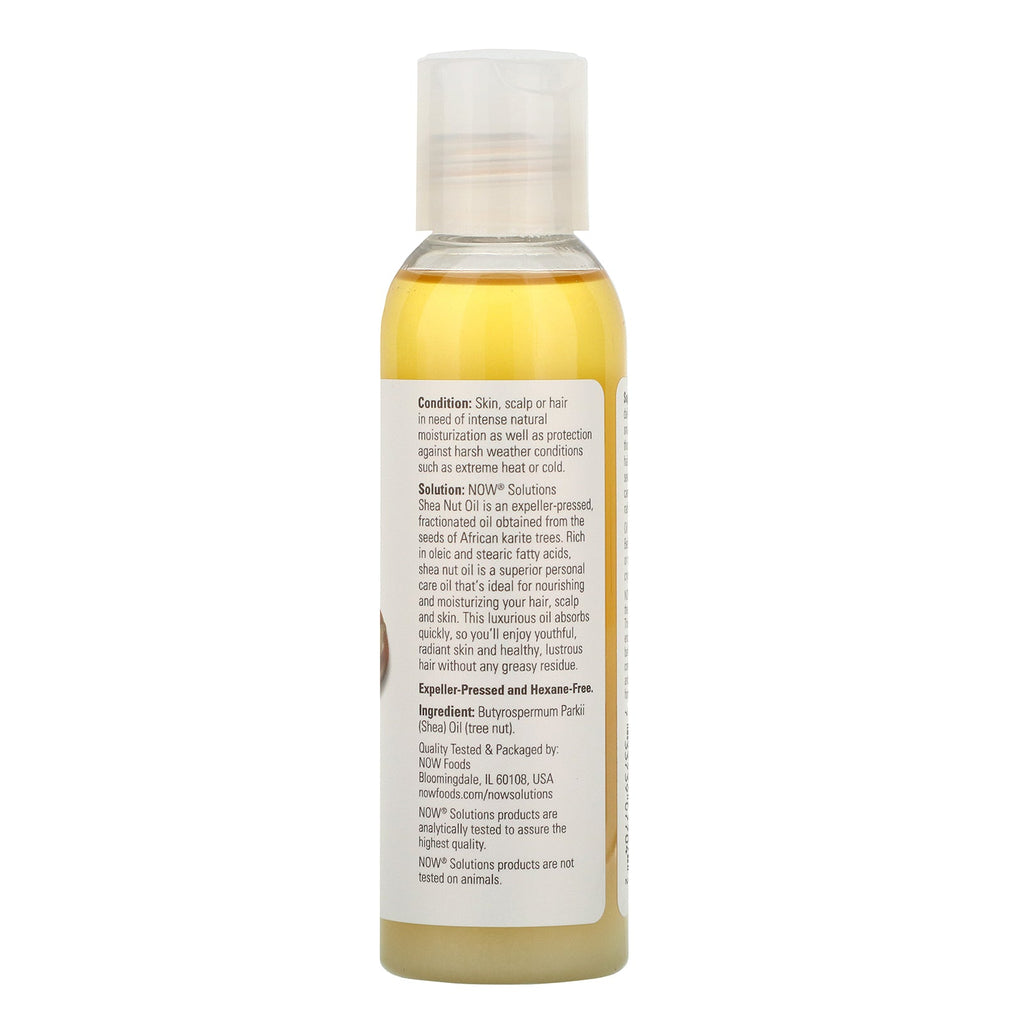 Nu fødevarer, løsninger, shea nøddeolie, 4 oz (118 ml)