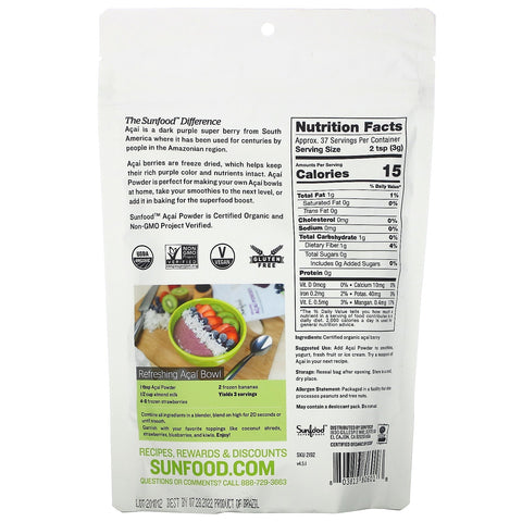 Sunfood,  Acai Powder, 4 oz (113 g)