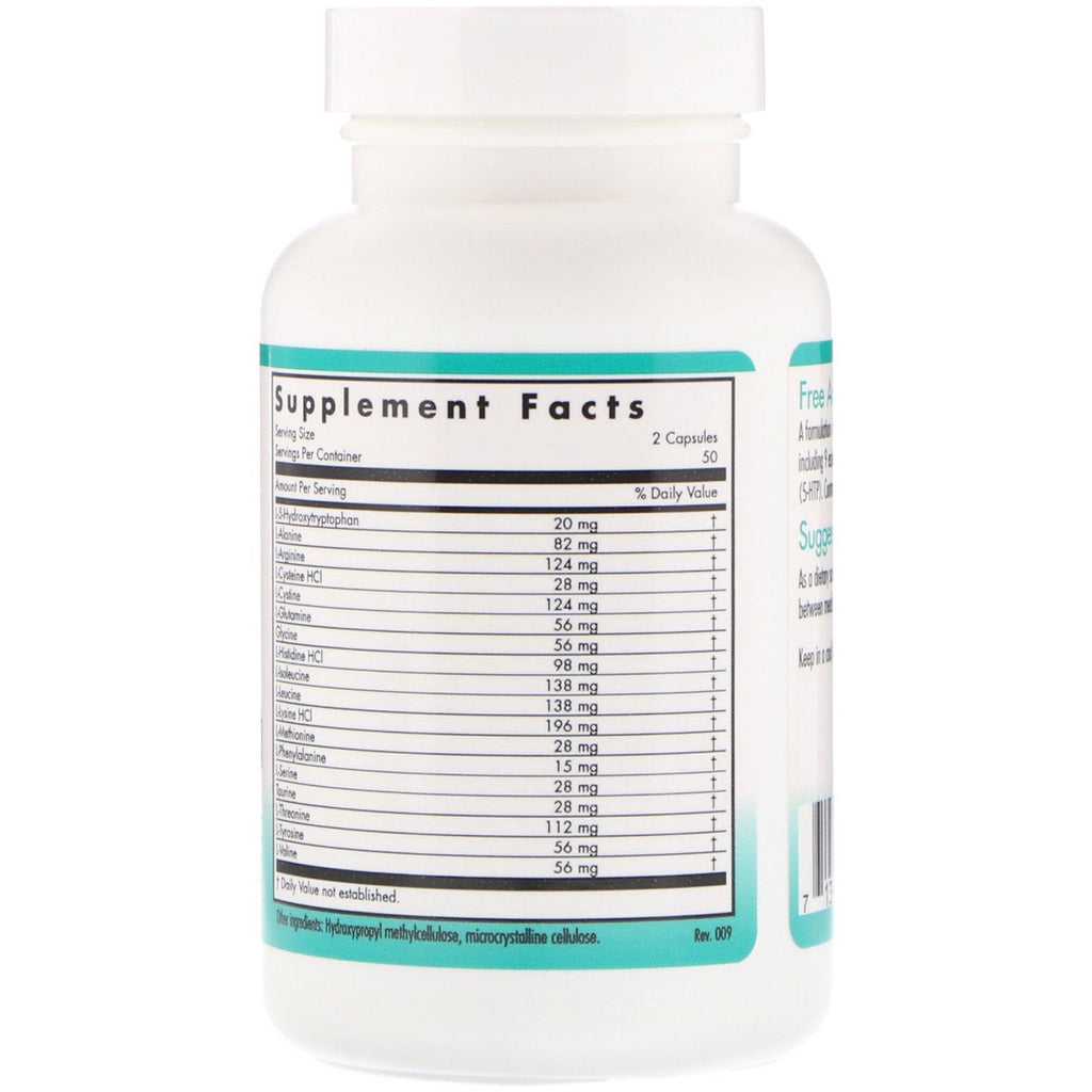 Nutricology, aminoácidos libres, 100 cápsulas vegetales