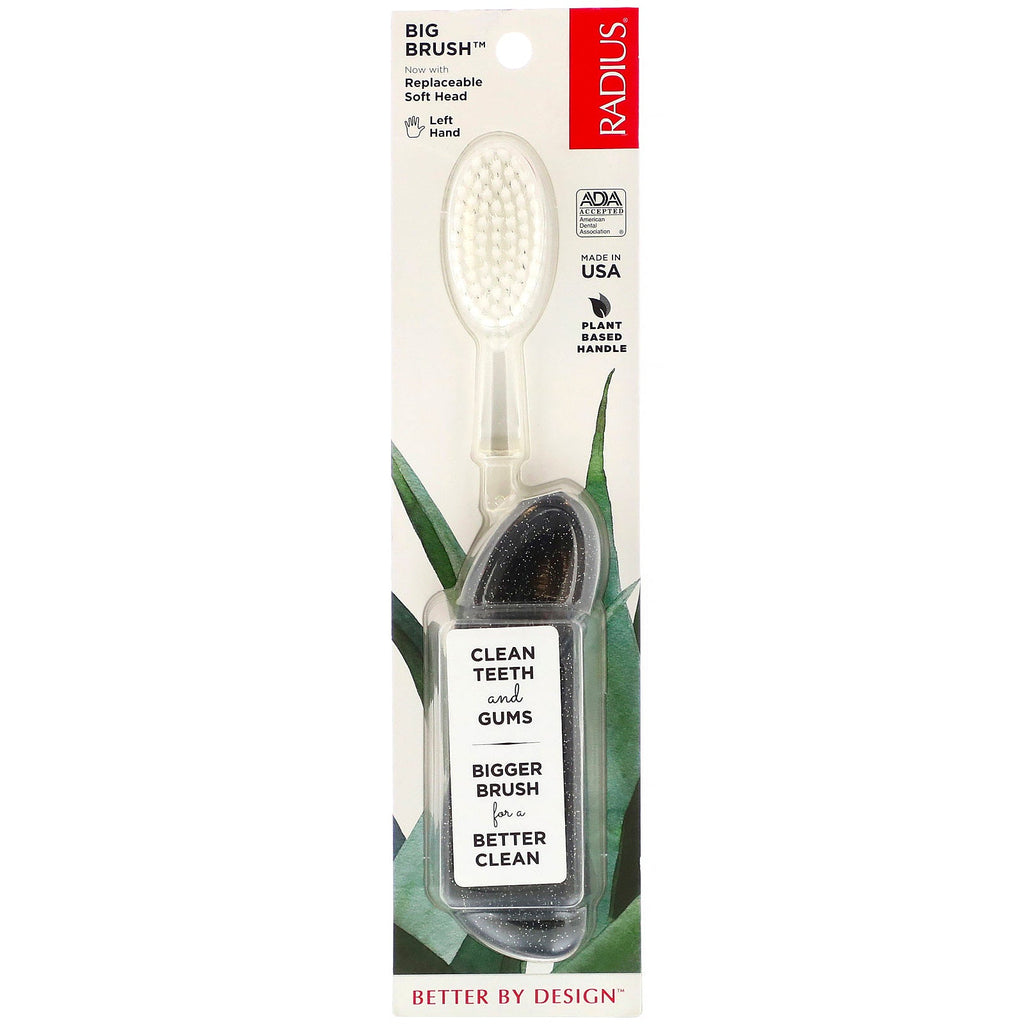 RADIUS, Big Brush, Soft, Left Hand, Black Sparkle, 1 Toothbrush