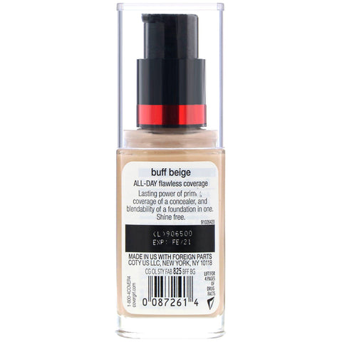 Covergirl, Outlast All-Day Stay Fabulous, 3-in-1 Foundation, 825 Buff Beige, 1 fl oz (30 ml)