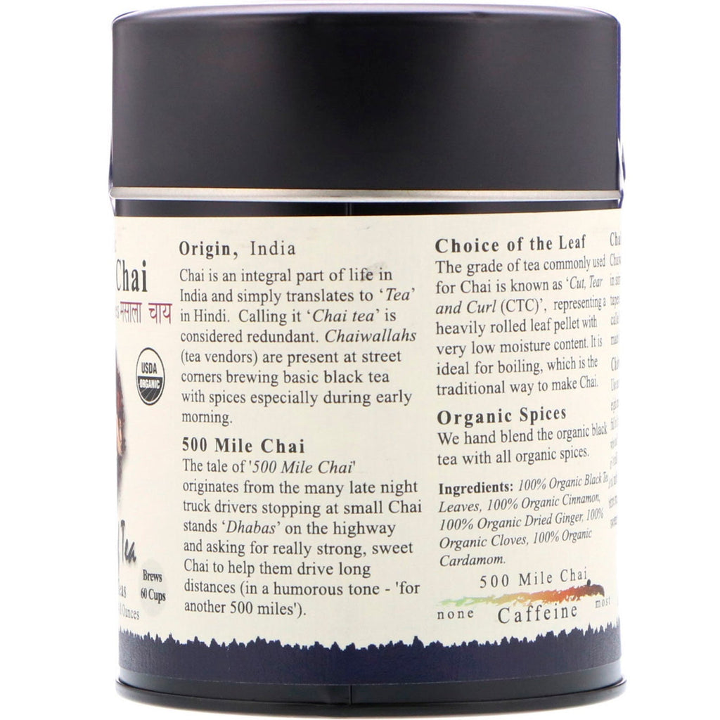 The Tao of Tea, té negro y especias, 500 Mile Chai, 4,0 oz (115 g)