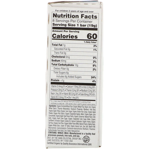 Earth's Best, Sunny Days Snack Bars, Apple, 8 Bars, 0.67 oz (19 g) Each