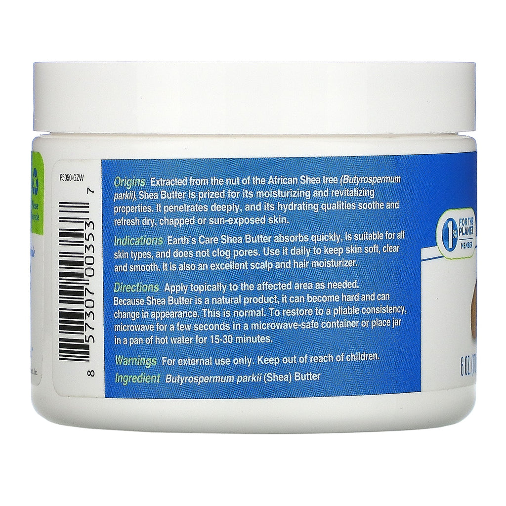 Earth's Care, Sheasmør, 100 % rent, 6 oz (170 g)