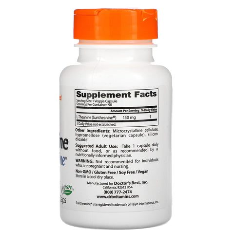 Doctor's Best, L-Theanine with Suntheanine, 150 mg, 90 Veggie Caps