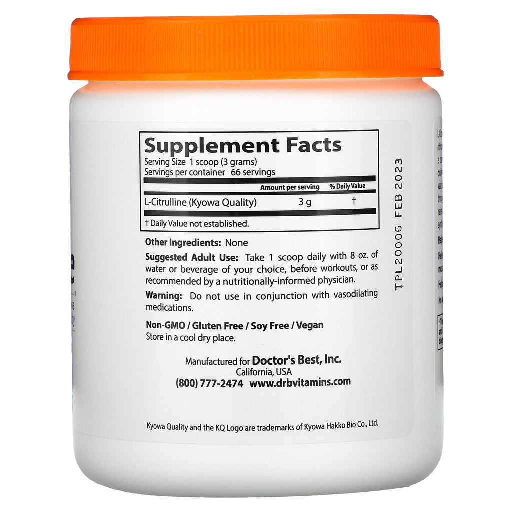 Doctor's Best, L-citrulina en polvo, 7 oz (200 g)