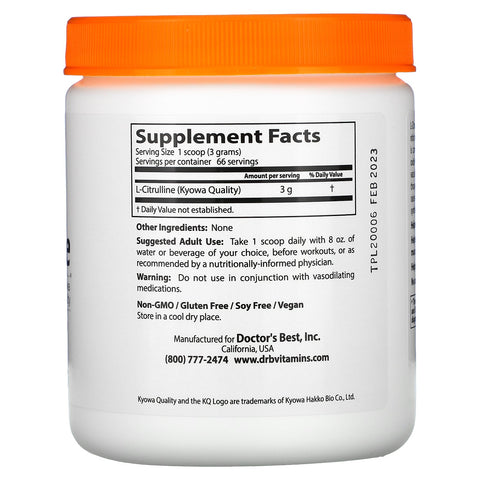 Doctor's Best, L-citrulina en polvo, 7 oz (200 g)
