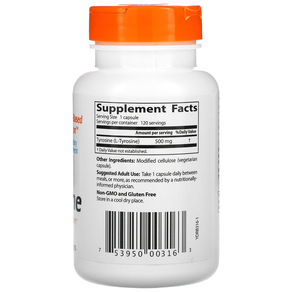 Doctor's Best, Best L-tirosina, 500 mg, 120 cápsulas vegetales