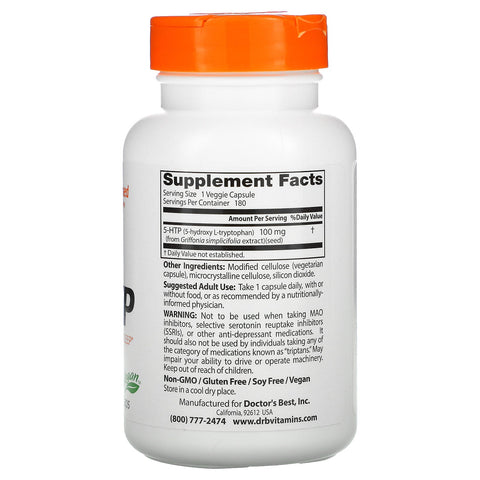 Doctor's Best, 5-HTP, 100 mg, 180 Veggie Caps
