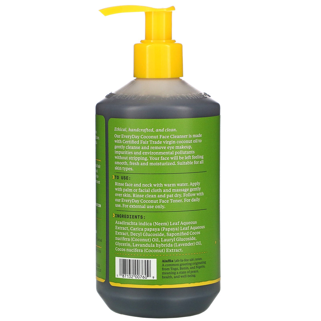 Alaffia, Coco diario, limpiador facial, 354 ml (12 oz. líq.)
