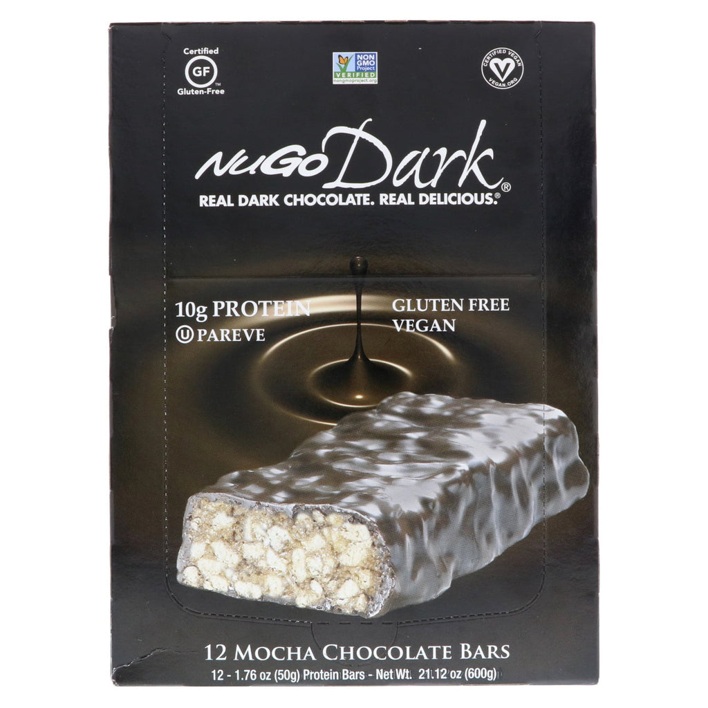 NuGo Nutrition, NuGo Dark, Protein Bars, Mocha Chocolate, 12 Bars, 1.76 oz (50 g) Each