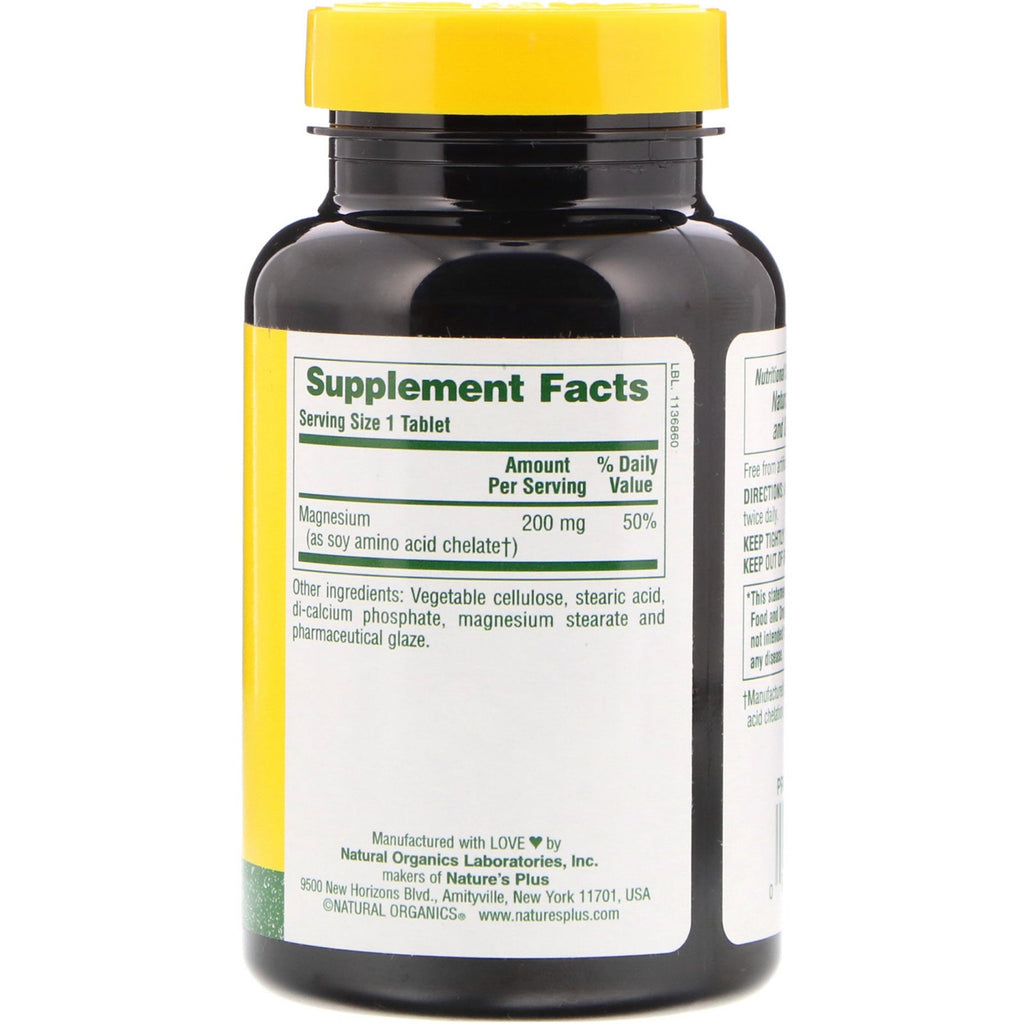 Nature's Plus, Magnesio, 200 mg, 90 tabletas