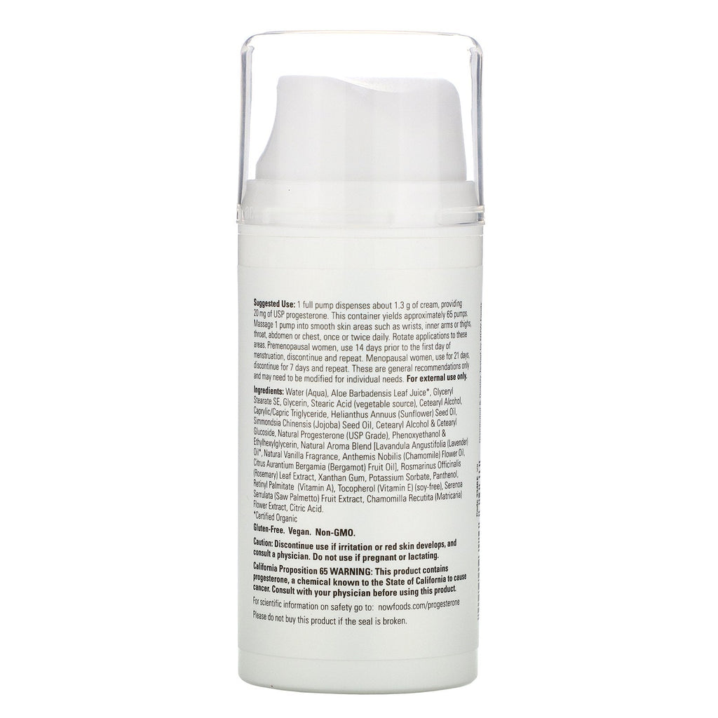 Nu fødevarer, løsninger, naturligt progesteron, balancerende hudcreme, beroligende lavendelduft, 3 oz (85 g)