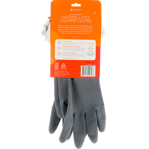 Full Circle, Splash Patrol, Natural Latex Cleaning Gloves, Size S/M, Grey, 1 Pair