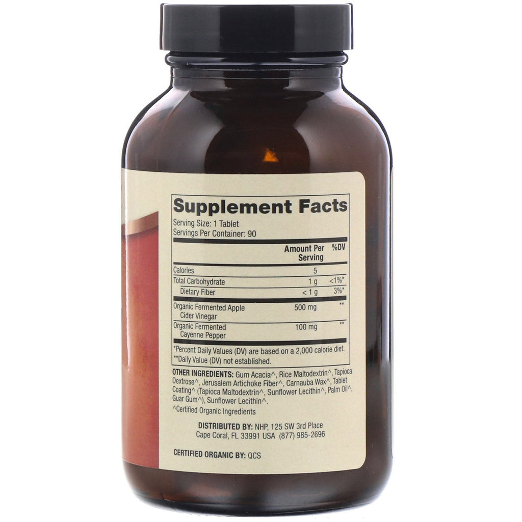 Dr. Mercola, fermenteret æblecidereddike og cayenne, 90 tabletter