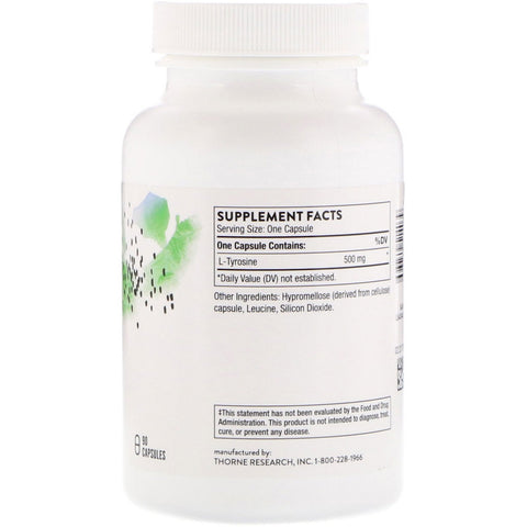 Thorne Research, L-tirosina, 90 cápsulas