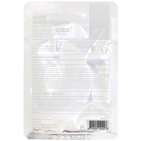 Lapcos, Milk Sheet Mask, Moisturizing,  1 Sheet, 1.01 fl oz (30 ml)