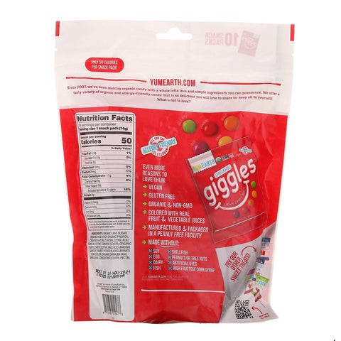 YumEarth,  Giggles, 10 Snack Packs, .5 oz (14 g) Each