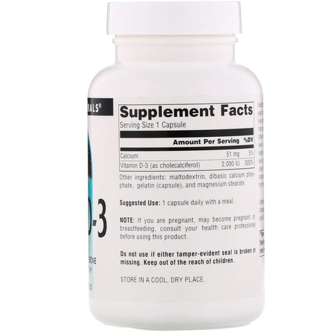 Source Naturals, Vitamin D-3, 2,000 IU, 200 Capsules