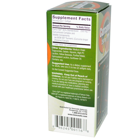 Genceutic Naturals, Curcumin, 250 mg, 60 Softgels