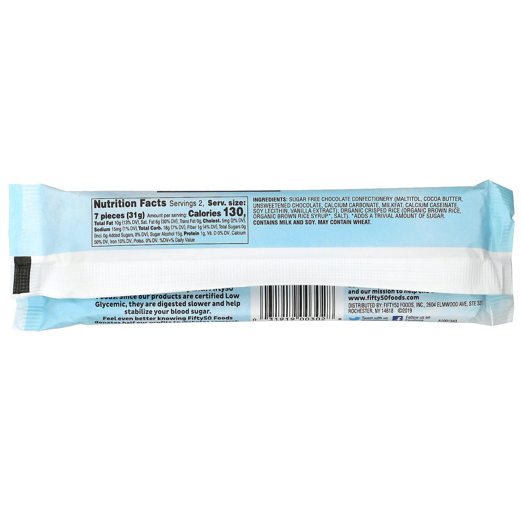 Fifty 50, barra de chocolate crujiente, 62 g (2,2 oz)