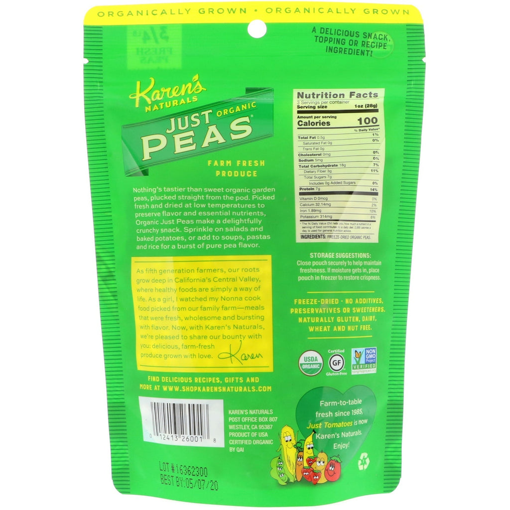 Karen's Naturals, Just Peas, 3 oz (84 g)