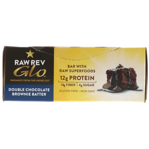 Raw Rev, Glo, Double Chocolate Brownie Batter, 12 Bars, 1.6 oz (46 g) Each