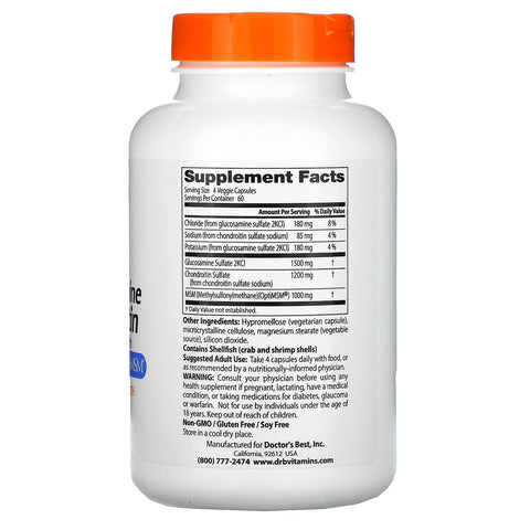 Doctor's Best, Glucosamine Chondroitin MSM with OptiMSM, 240 Veggie Caps