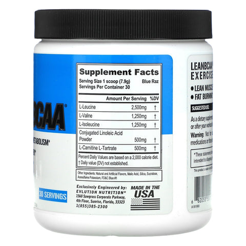 EVLution Nutrition, LEAN BCAA, Blue Raz, 8.36 oz (237 g)