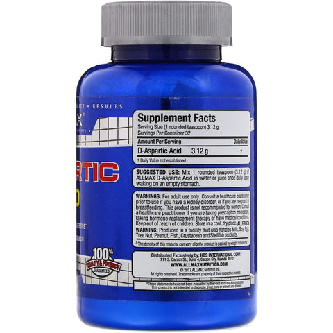 ALLMAX Nutrition, Ácido D-aspártico, 3,53 oz (100 g)