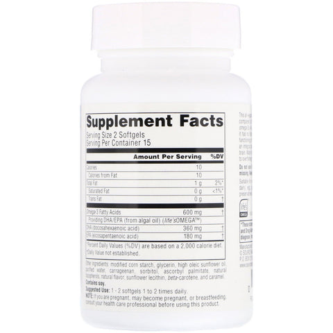 Source Naturals, Vegan Omega-3s Non-Fish EPA-DHA, 300 mg, 30 Vegan Softgels