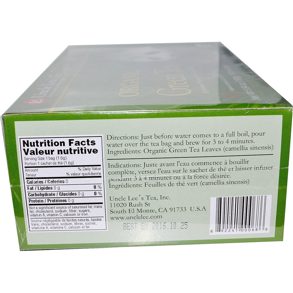 Uncle Lee's Tea, té verde, 100 bolsitas de té, 5,64 oz (160 g)