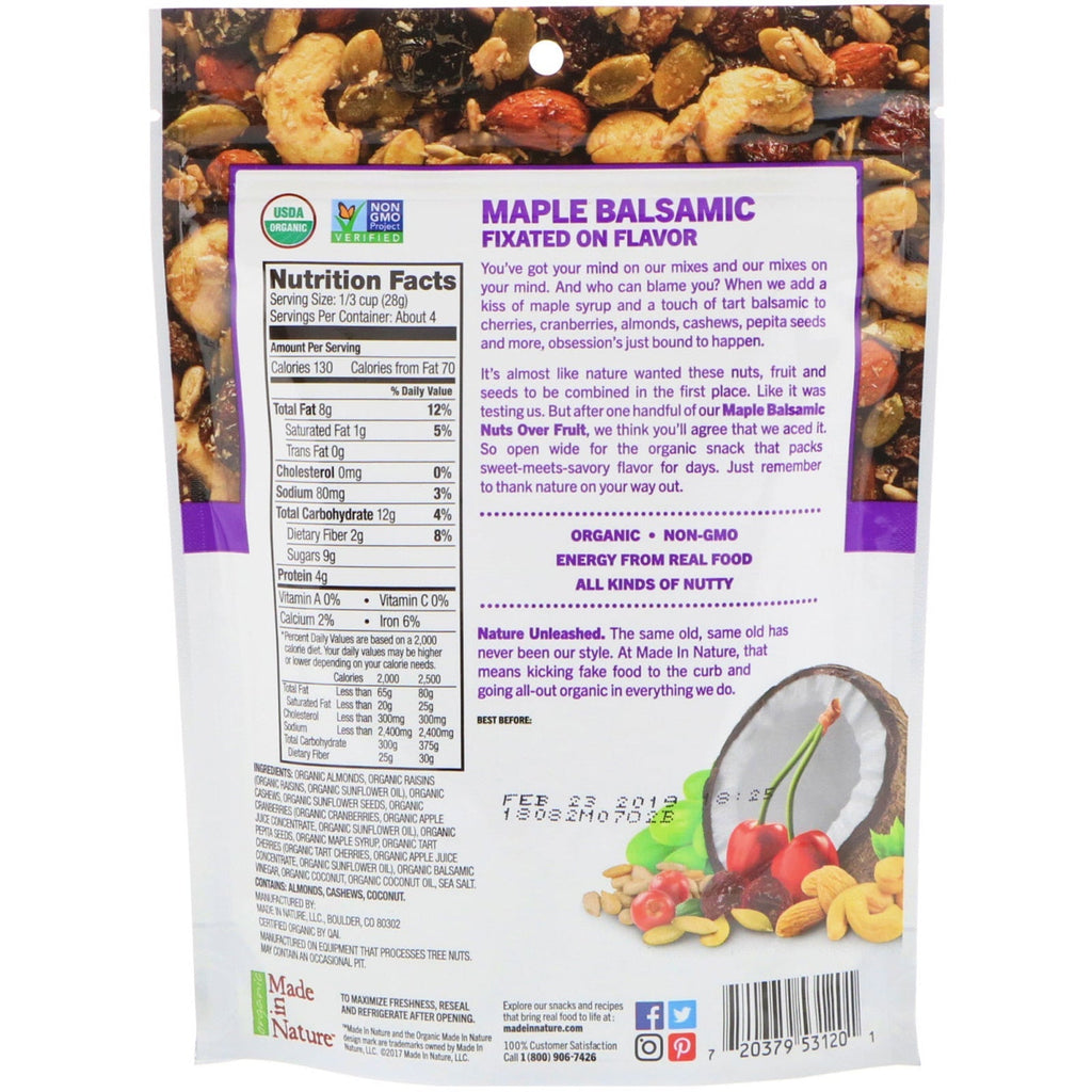 Made in Nature, Supersnacks de nueces sobre frutas, balsámico de arce, 4 oz (113 g)