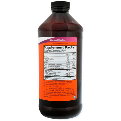 Now Foods, Liquid Hyaluronic Acid, Berry Flavor, 100 mg, 16 fl oz (473 ml)