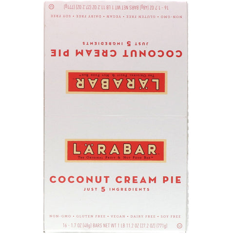 Larabar, The Original Fruit & Nut Food Bar, Coconut Cream Pie, 16 Bars, 1.7 oz (48 g) Each