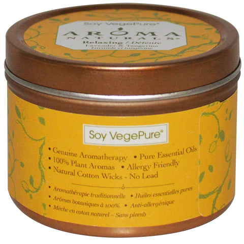 Aroma Naturals, Soy VegePure, Travel Tin Candle, Relaxing, Lavender & Tangerine, 2.8 oz (79.38 g)