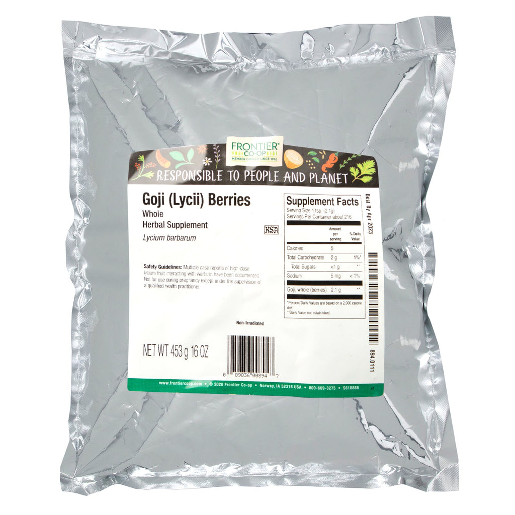 Frontier Natural Products, hele Goji (Lycii) bær, 16 oz (453 g)