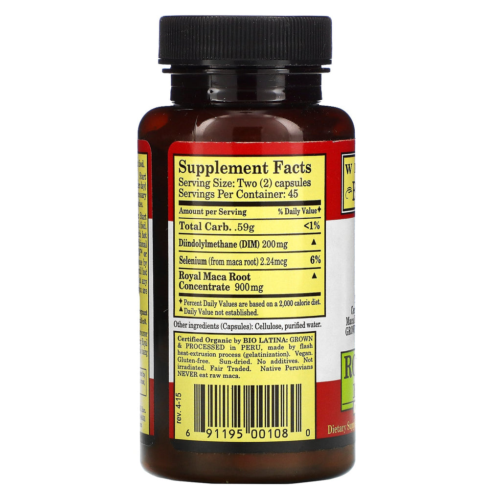 Whole World Botanicals, Royal Maca Plus til kvinder, 500 mg, 90 vegetariske kapsler