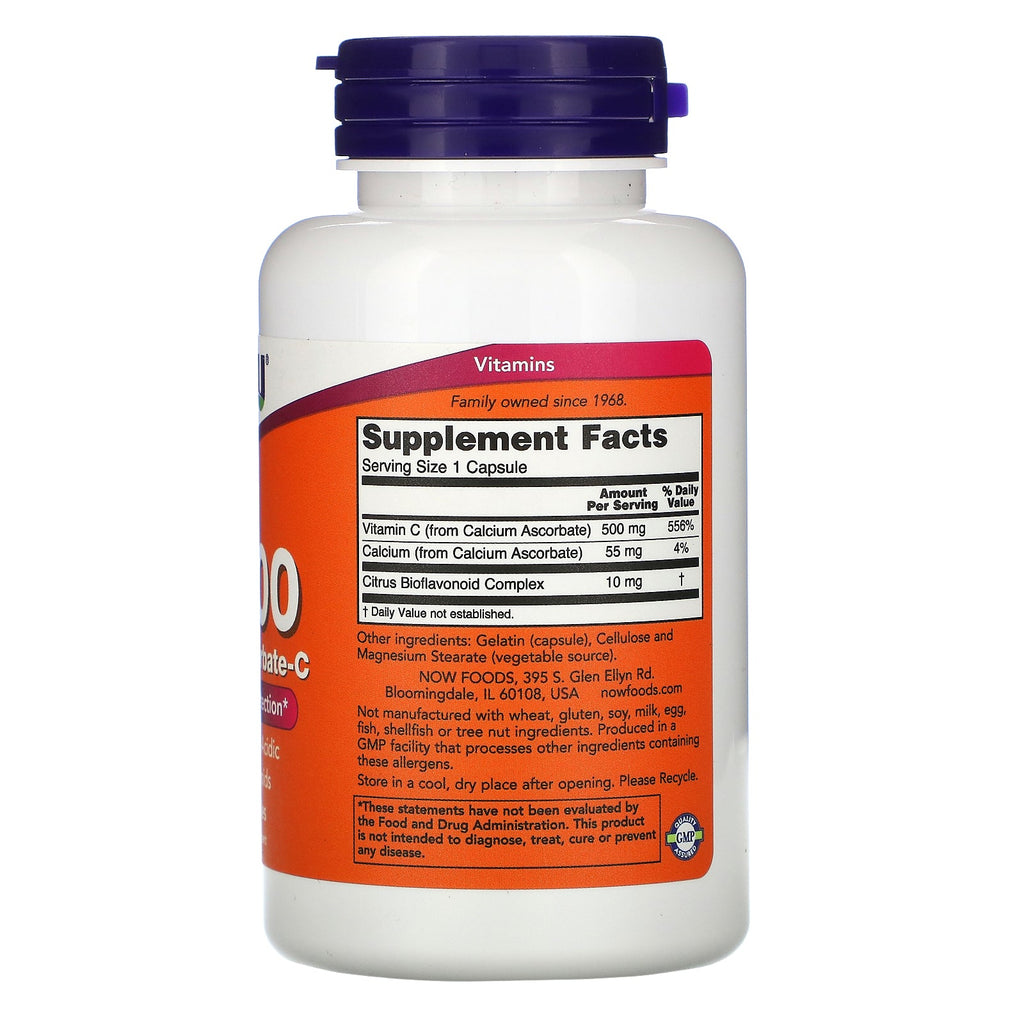 Now Foods, C-500, Calcium Ascorbate-C, 100 Capsules