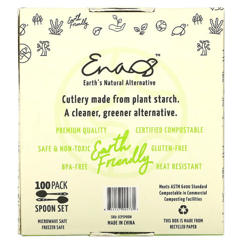 Earth's Natural Alternative, Compostable Spoons, 100 Count