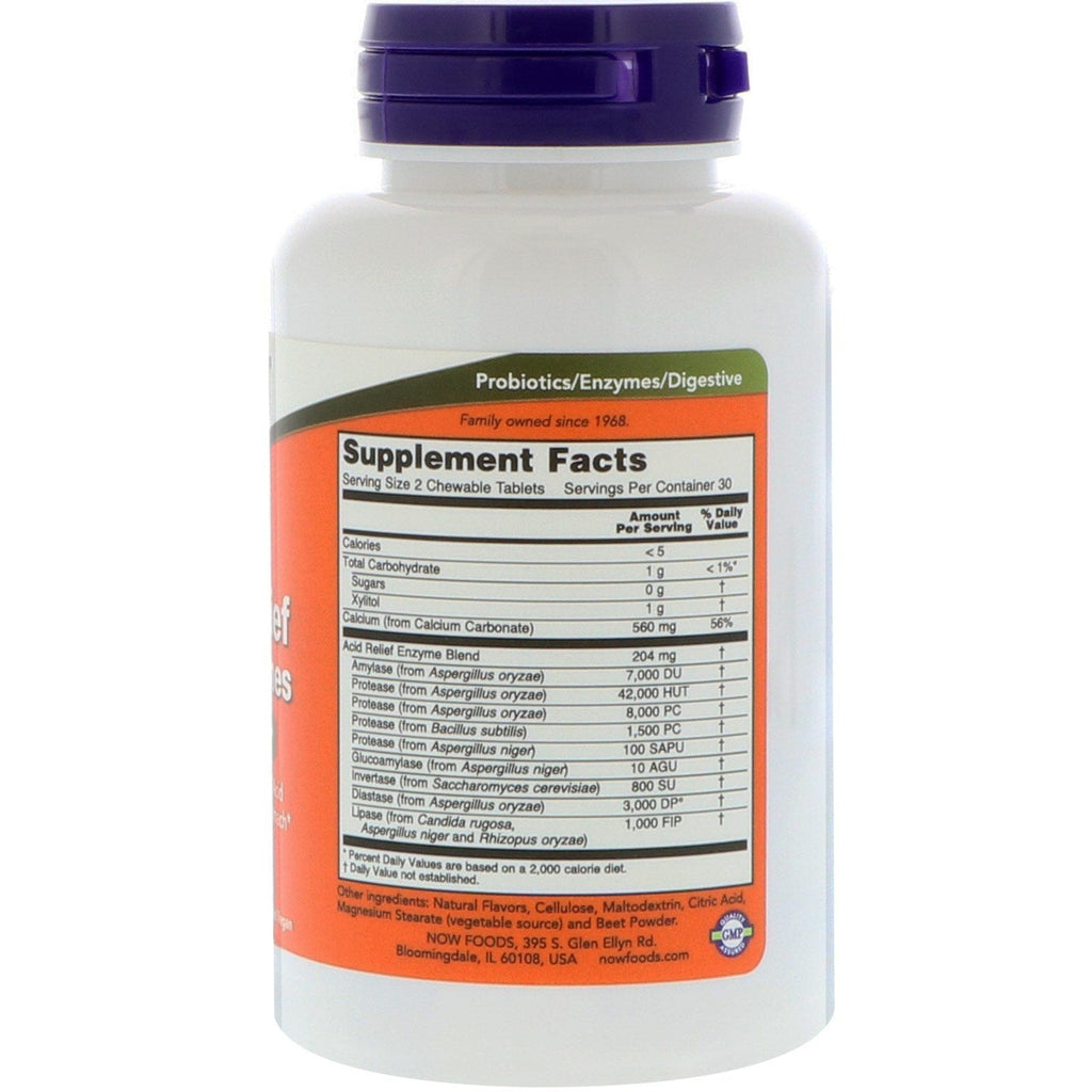 Now Foods, Acid Relief with Enzymes, 60 Chewables