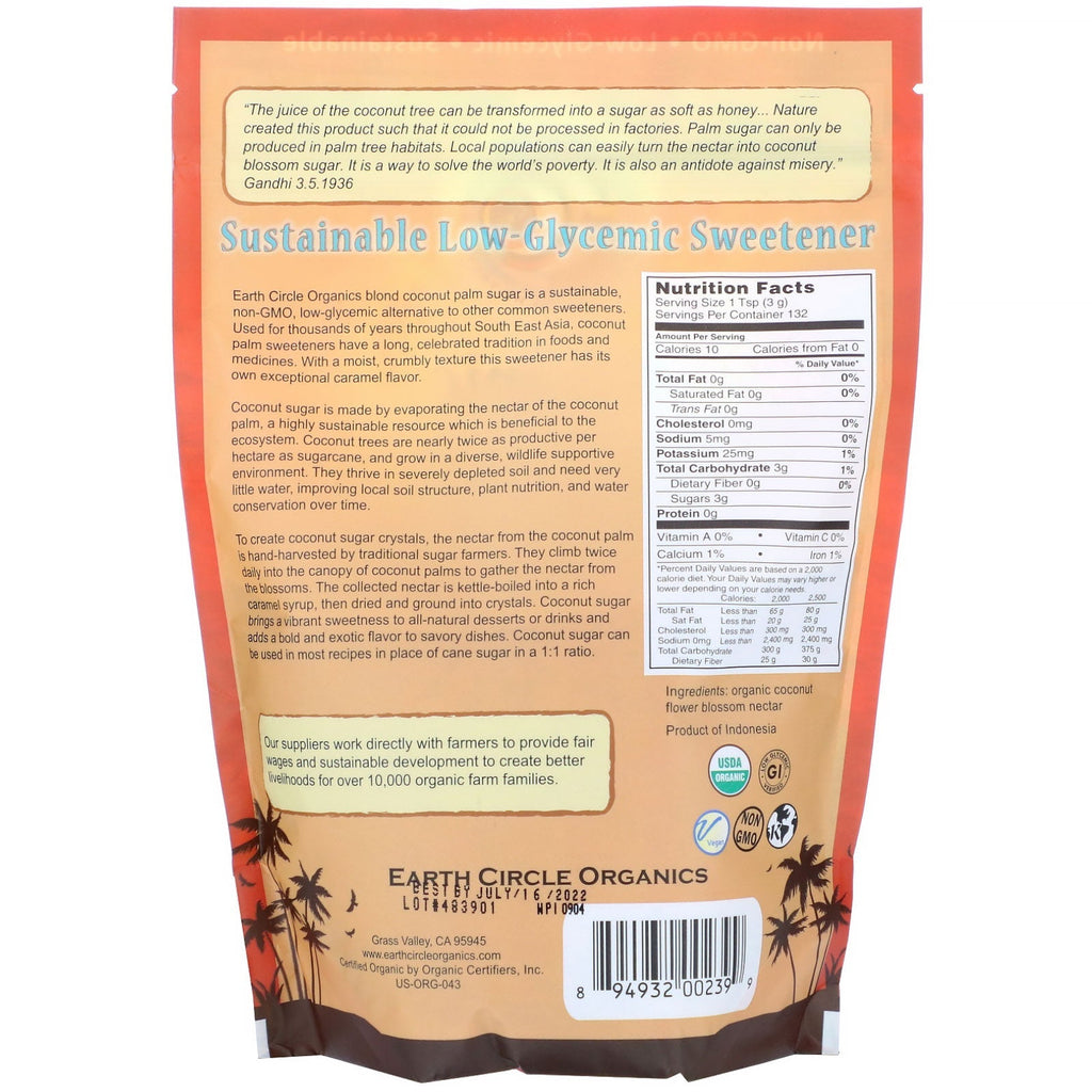 Earth Circle s, kokossukkerkrystaller, 14 oz (397 g)