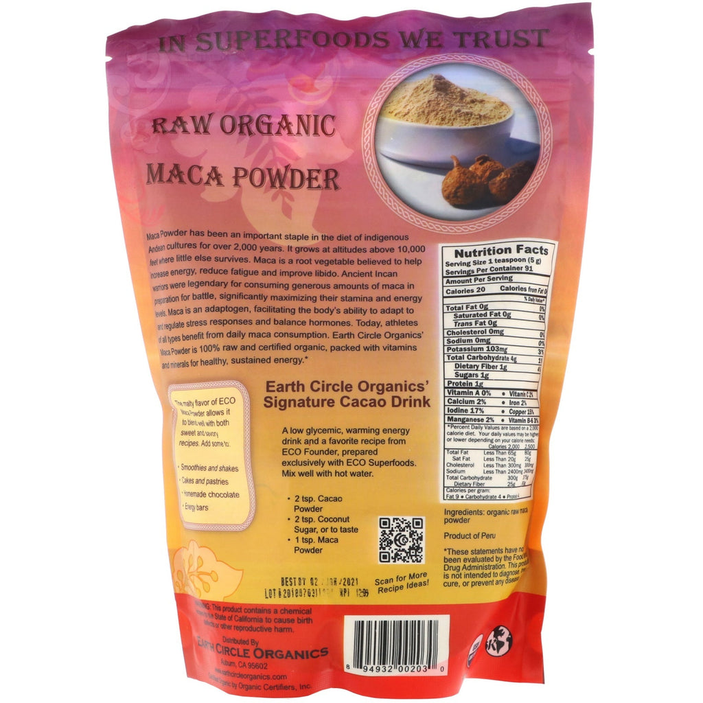 Earth Circle s, rå Maca-pulver, 16 oz (454 g)