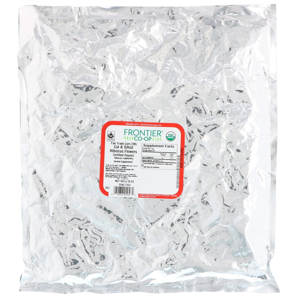 Frontier Natural Products, Fair Trade afskåret og sigtet hibiscusblomst, 16 oz (453 g)