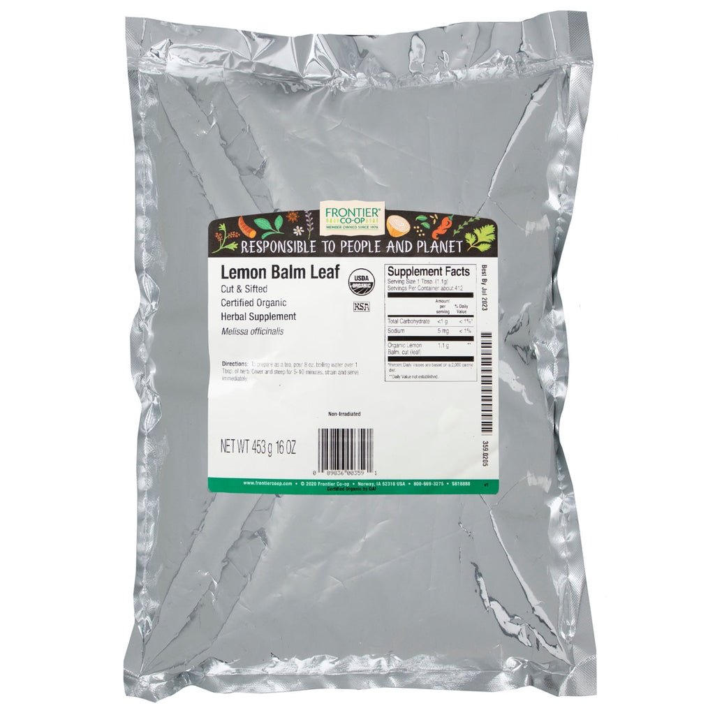 Frontier Natural Products, Hoja de bálsamo de limón cortada y tamizada, 16 oz (453 g)