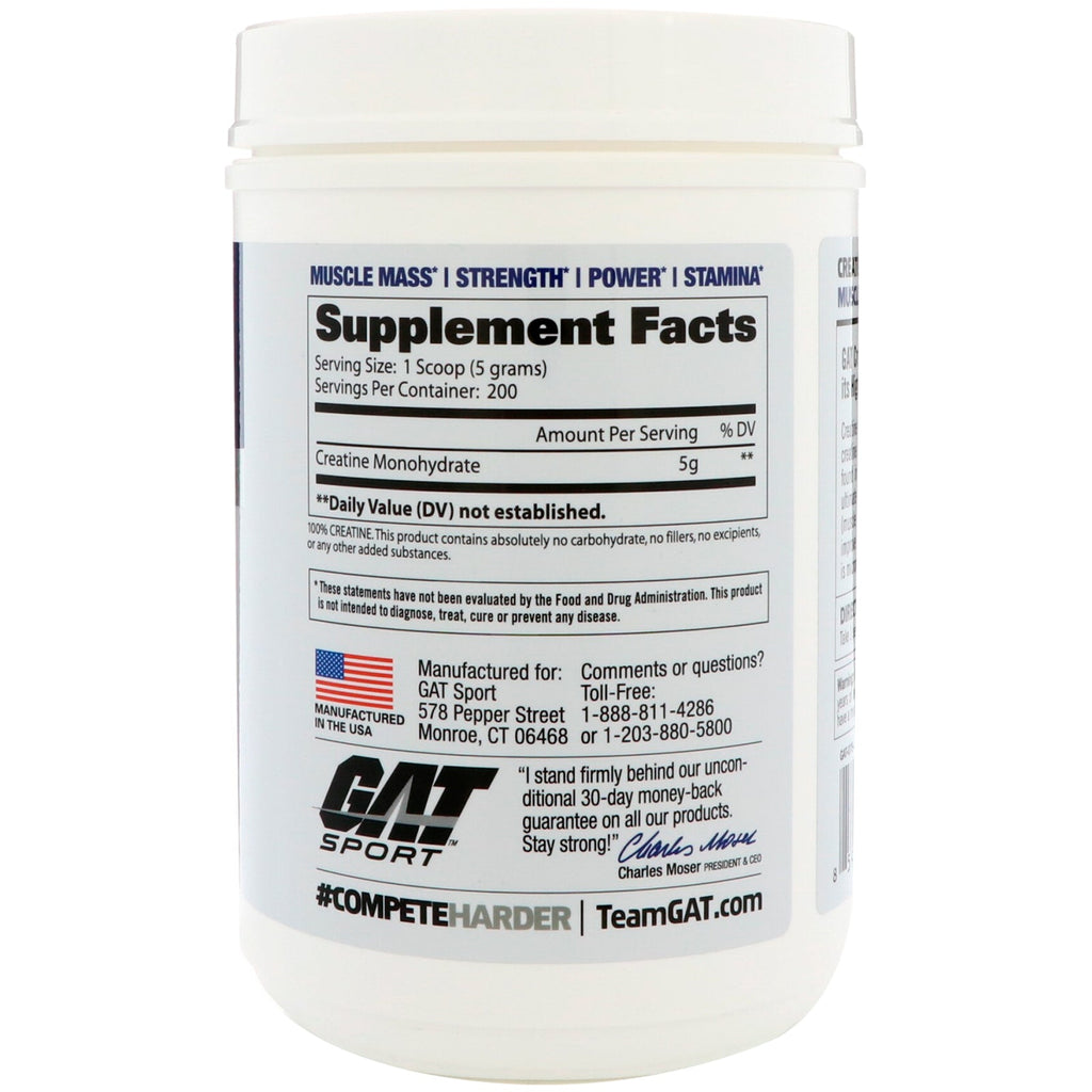 GAT, Creatine, High Quality Powder, 2.2 lbs (1 kg)