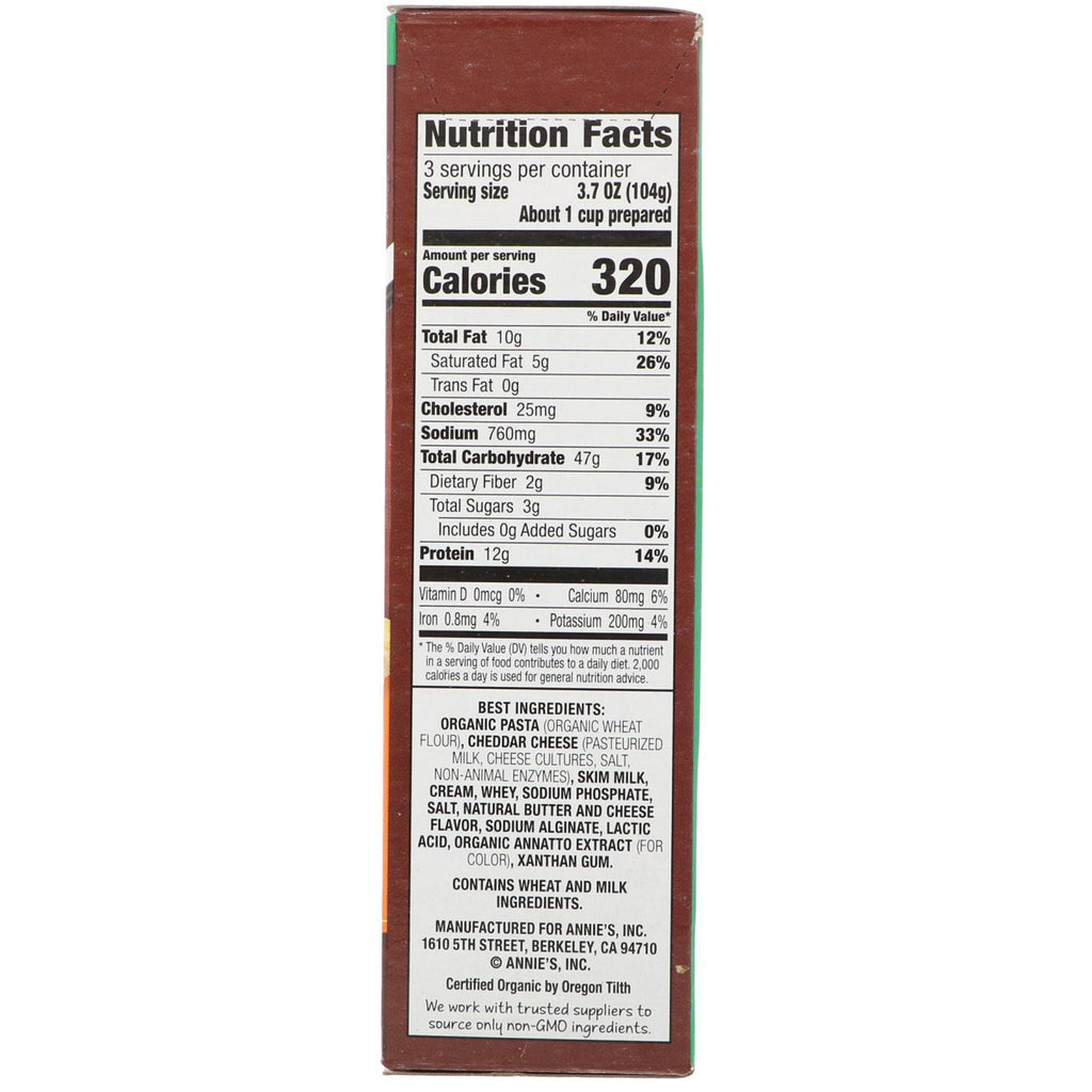 Annies hjemmedyrket, cremet Deluxe-lagret cheddar-, makaroni- og ostesauce, 11 oz (312 g)