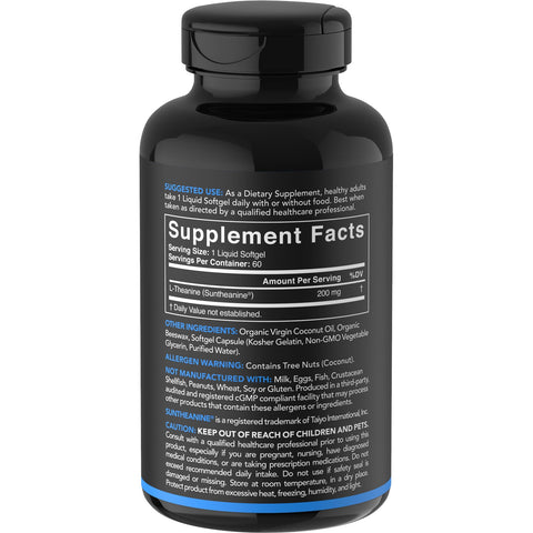 Sports Research, L-teanina, 200 mg, 60 cápsulas blandas